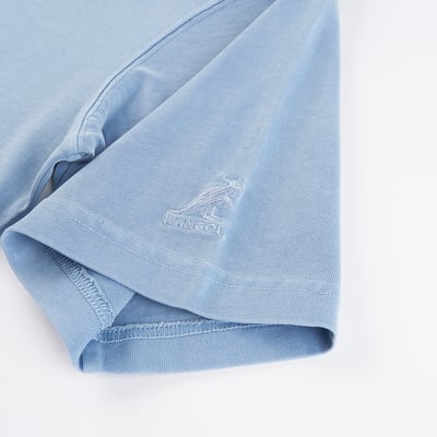 KANGOL中性寬版水洗短T-藍5