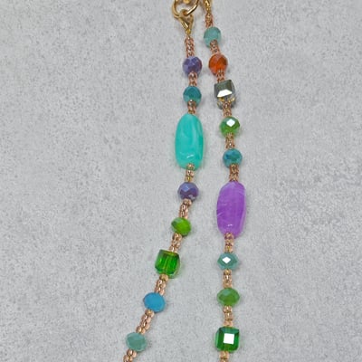 AKIBO波西米亞寶石包包手機掛繩-多彩 (中性款、琉璃)  / 內附AKIBO品牌手機掛片1個7