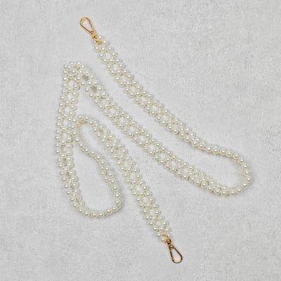 AKIBO星光珠環包包手機掛繩-牛奶白(女款、珍珠) / 內附AKIBO品牌手機掛片1個3