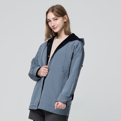 KANGOL袋鼠中性雙面燈芯絨防潑水外套-深藍(男女共款)5