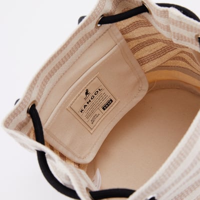 KANGOL袋鼠條紋水桶包-卡其15