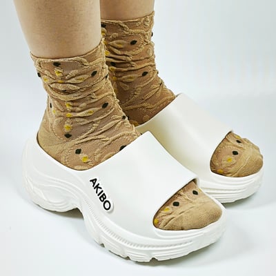 【買1送1】AKIBO韓系動感厚底涼鞋-牛奶白(女款、5公分厚底增高、輕量、防水) / 內附AKIBO品牌鞋扣1個。現在買再送鞋扣組(不挑款)11
