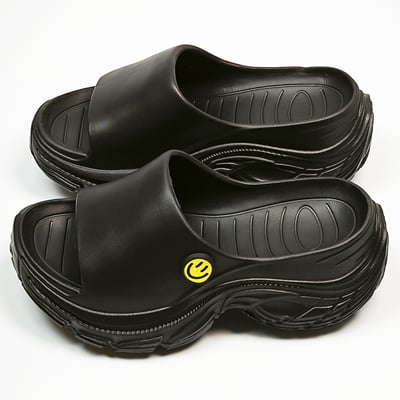 【買1送1】AKIBO韓系動感厚底涼鞋-經典黑(女款、5公分厚底增高、輕量、防水) / 內附AKIBO品牌鞋扣1個。現在買再送鞋扣組(不挑款)9