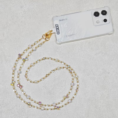 AKIBO巴洛克彩珠包包手機掛繩-薄霧紫(女款、水晶) / 內附AKIBO品牌手機掛片1個4