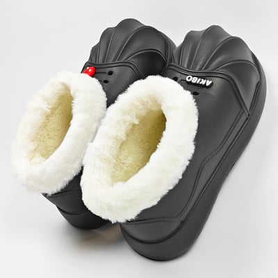 【買1送1】AKIBO毛毛洞洞短靴-經典黑(女款、4公分厚底增高、雲朵感、輕量、保暖) / 內附AKIBO品牌鞋扣2個。現在買再送鞋扣組(不挑款)7