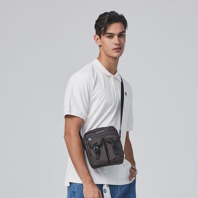 NCAA哈佛大學Harvard工裝雙口袋側背包-黑3