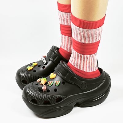 【買1送1】AKIBO搖滾老爹洞洞鞋-經典黑(女款、6公分厚底增高、輕量、兩穿、防水) / 內附AKIBO品牌鞋扣1個。現在買再送鞋扣組(不挑款)14