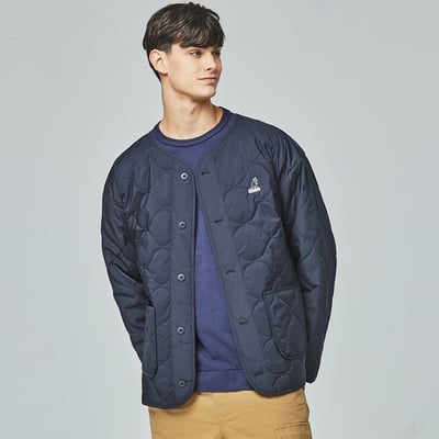 KANGOL袋鼠水波紋鋪棉外套-深藍3