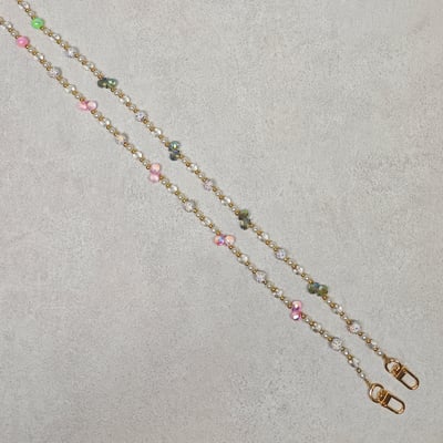 AKIBO巴洛克彩珠包包手機掛繩-櫻花粉(女款、水晶) / 內附AKIBO品牌手機掛片1個9