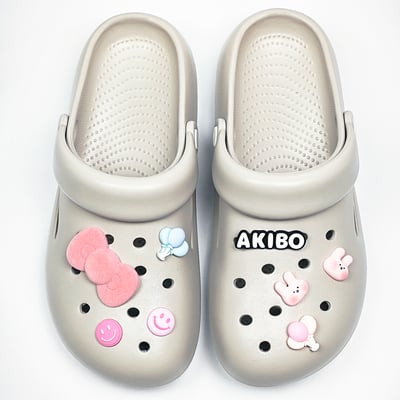 AKIBO粉紅夢幻款洞洞鞋扣(七件組)
