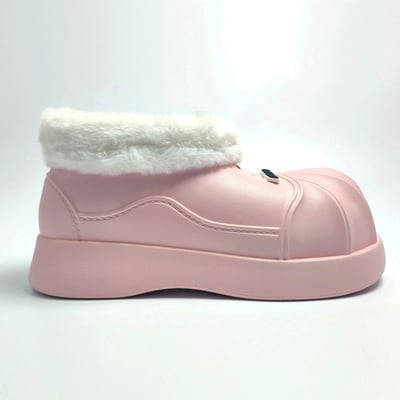 【買1送1】AKIBO毛毛洞洞短靴-櫻花粉(女款、4公分厚底增高、雲朵感、輕量、保暖) / 內附AKIBO品牌鞋扣2個。現在買再送鞋扣組(不挑款)15