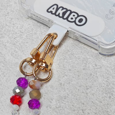 AKIBO波西米亞彩珠包包手機掛繩-多彩(中性款、水晶)  / 內附AKIBO品牌手機掛片1個5
