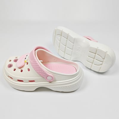 【買1送1】AKIBO點點厚底洞洞鞋-牛奶白(女款、5公分厚底增高、寬楦、雲朵感、輕量、兩穿、防水) / 內附AKIBO品牌鞋扣1個。現在買再送鞋扣組(不挑款)7