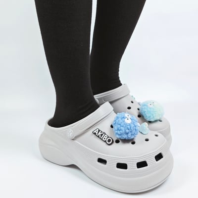 【買1送1】AKIBO厚底洞洞鞋-質感灰(女款、6公分厚底增高、寬楦、輕量、兩穿、防水) / 內附AKIBO品牌鞋扣1個。現在買再送鞋扣組(不挑款)11