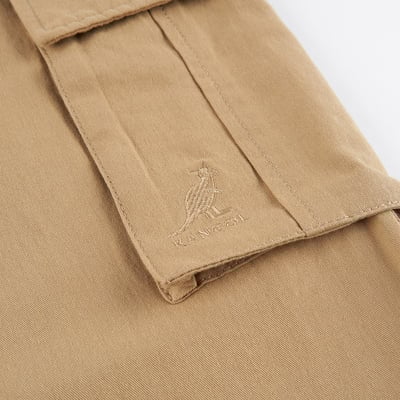 KANGOL袋鼠女款工裝長褲-卡其4