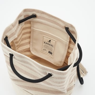 KANGOL袋鼠條紋水桶包-卡其6