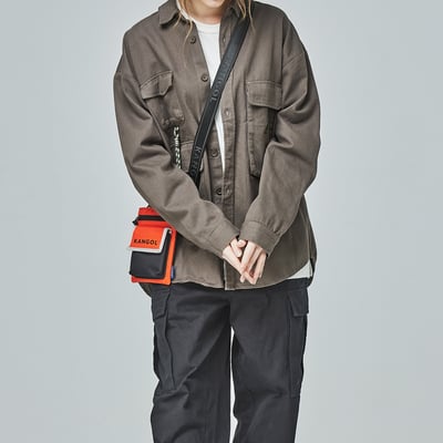 KANGOL袋鼠撞色小側背包-橘3