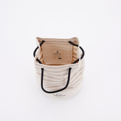 KANGOL袋鼠條紋水桶包-卡其10