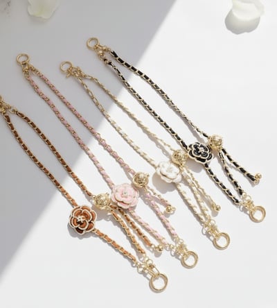 AKIBO金球花漾包包手機可調掛繩-焦糖咖(女款、金屬)  / 內附AKIBO品牌手機掛片1個6