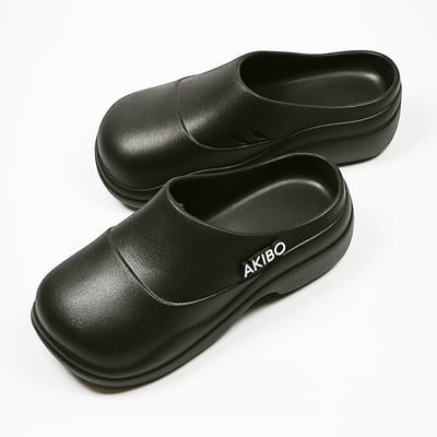 【買1送1】AKIBO清新穆勒鞋-經典黑(女款、輕量、耐走、防水) / 內附AKIBO品牌鞋扣1個。現在買再送鞋扣組(不挑款)1