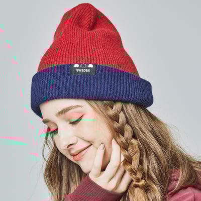 SCANDINAVIAN FOREST北歐小刺蝟雙面保暖針織毛帽-酒紅