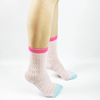 AKIBO甜心撞色中筒襪(兩件組)-女款