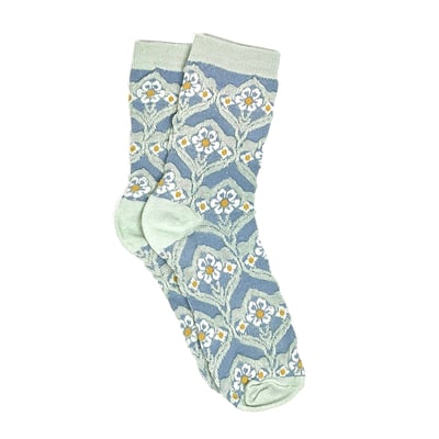 AKIBO日系碎花拼色中筒襪(三件組)-女款9