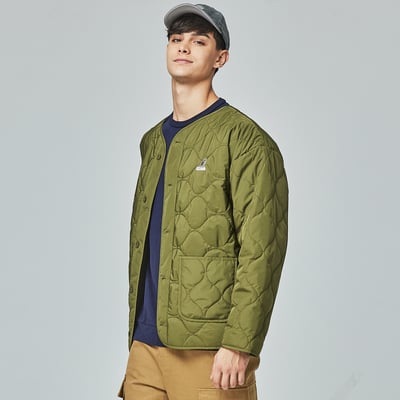 KANGOL袋鼠水波紋鋪棉外套-軍綠3