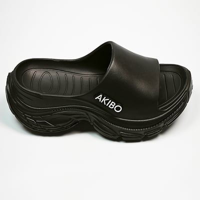 【買1送1】AKIBO韓系動感厚底涼鞋-經典黑(女款、5公分厚底增高、輕量、防水) / 內附AKIBO品牌鞋扣1個。現在買再送鞋扣組(不挑款)16