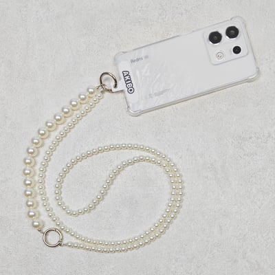 AKIBO兩接珍珠包包手機掛繩-牛奶白(女款、珍珠)  / 內附AKIBO品牌手機掛片1個5