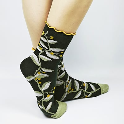 AKIBO森系春木花語中筒襪(三件組)-女款12