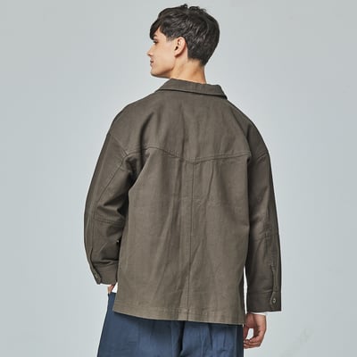 KANGOL袋鼠復古口袋襯衫外套-鐵灰4