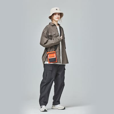 KANGOL袋鼠撞色小側背包-橘4