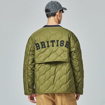 KANGOL袋鼠水波紋鋪棉外套-軍綠4