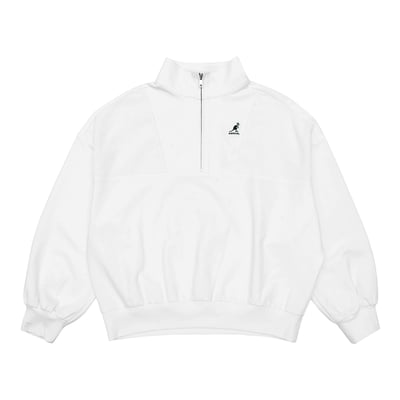 KANGOL袋鼠小Logo女款半開襟上衣-白5