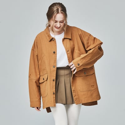 KANGOL袋鼠復古口袋襯衫外套-卡其2