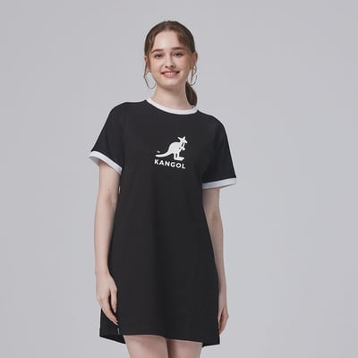 KANGOL袋鼠女休閒洋裝-黑1