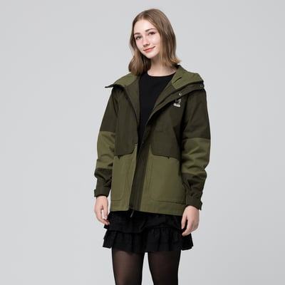 KANGOL袋鼠中性防潑水風衣外套-深綠(男女共款)2