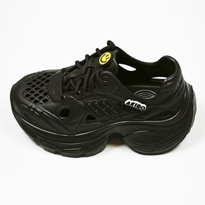 【買1送1】AKIBO輕量透氣老爹鞋-經典黑(女款、6公分厚底增高、一體成型、輕量、耐走、防水) / 內附AKIBO品牌鞋扣1個。現在買再送鞋扣組(不挑款)11