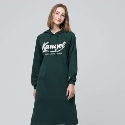 KANGOL袋鼠連帽洋裝-深綠1