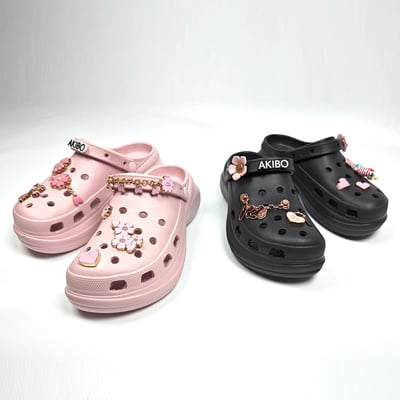 【買1送1】AKIBO厚底洞洞鞋-櫻花粉(女款、6公分厚底增高、寬楦、輕量、兩穿、防水) / 內附AKIBO品牌鞋扣1個。現在買再送鞋扣組(不挑款)12