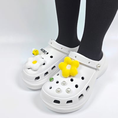 【買1送1】AKIBO厚底洞洞鞋-牛奶白(女款、6公分厚底增高、寬楦、輕量、兩穿、防水) / 內附AKIBO品牌鞋扣1個。現在買再送鞋扣組(不挑款)13