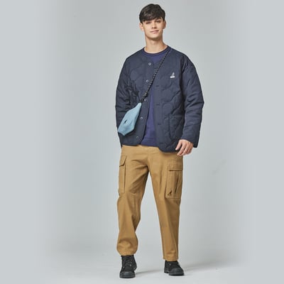 KANGOL袋鼠水波紋鋪棉外套-深藍5