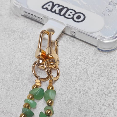 AKIBO翡翠珠石包包手機掛繩-翡翠綠(女款、天然石) / 內附AKIBO品牌手機掛片1個6
