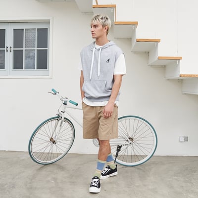 KANGOL袋鼠中性水洗五分褲-卡其3