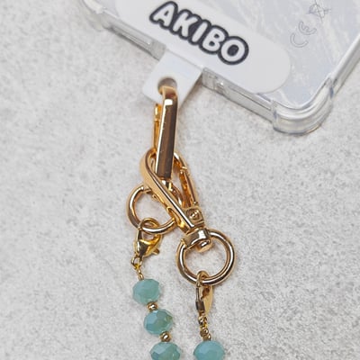AKIBO森系琉璃包包手機掛繩-珊瑚藍(中性款、琉璃) / 內附AKIBO品牌手機掛片1個6