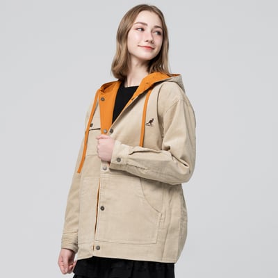 KANGOL袋鼠中性雙面燈芯絨防潑水外套-卡其(男女共款)1