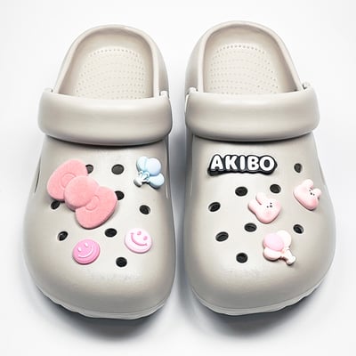 AKIBO粉紅夢幻款洞洞鞋扣(七件組)