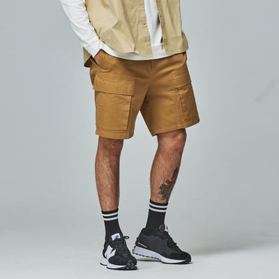 KANGOL袋鼠工裝多口袋短褲-卡其2