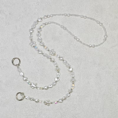 AKIBO雪花舞曲包包手機掛繩-淨透白(女款、水晶) / 內附AKIBO品牌手機掛片1個3